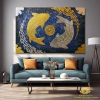 ราคา ภาพปลาคู่ปลาเงินปลาทอง ขนาดW120H80cm ภาพติดผนังบ้าน รูปปลามงคล ภาพแต่งโรงแรมห้องพักร้านค้าร้านนวดสปา (8318102043)