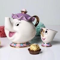 ราคา Disney Beauty and the Beast เซรามิคกาน้ำชาเคลือบทองถ้วยน้ำชา Mrs.Potts Teapot Mrs. ชุดการ์ตูน (24337771616)