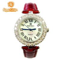 ราคา Royal Crown นาฬิกาสำหรับสุภาพสตรี อิตาลีดีไซน์ ประดับเพชร cz อย่างดี สายหนังแท้ เหมาะสำหรับทุกโอกาส รุ่น 6305 -(Red) (7660580213)