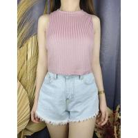 ราคา คล้องคอเกาหลี เสื้อกล้ามครอป / เสื้อกล้ามคล้องคอ / เสื้อกล้าม RIB (22790499039)