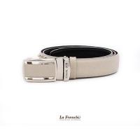 ราคา - เข็มขัดหนังวัวแท้]าย Saffiano สีครีม พร้อมหัวเข็มขัดออโต้ล็อค #2AL0120 (1417967685)