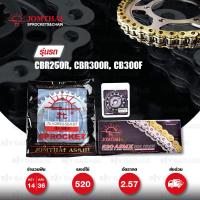 ราคา Jomthai ชุดเปลี่ยนโซ่ สเตอร์ โซ่ X-ring (ASMX) สีทอง-ทอง + สเตอร์สีติดรถ Honda CBR250R CB300F CBR300R [14/36] (533005568)