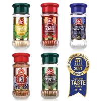 ราคา ✅ง่วนสูน พริกไทยขาวป่น, พริกขี้หนูป่นละเอียด, พริกไทยดำป่น, เกลือบริโภคเสริมไอโอดีน, พริกป่นผสมเครื่องเทศ (18585879881)