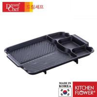 ราคา DREAM CHEF x KITCHEN FLOWER กระทะปิ้งย่างBBQ เคลือบหินอ่อน ดรีมเชฟ ขนาด 44 x 33 ซม. MADE IN KOREA (1369678271)