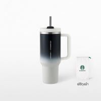 ราคา • พร้อมส่ง • Starbucks Stainless Steel Stanley Gradient Black White Cold Cup 40oz(แก้วเก็บความเย็นสตาร์บัค) (25128665280)