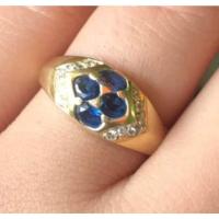 ราคา แหวนทองคำแท้ 90% ประดับพลอยไพลินและพลอยขาว น้ำหนัก 4.03 กรัม ไซส์ 55 ราคา 8,800.- (27323208814)