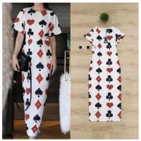 ราคา sell!! (s) เดรสยาว เดรสลายไพ่ ผ้าดี ทรงสวย งานป้าย nana (10515476782)