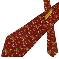 ราคา เนคไท Salvatore Ferragamo Silk Crimson Red Animal Geometric Italy เนคไทแบรนด์เนม ของแท้ (42311701747)