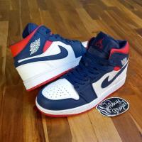 ราคา Air Jordan 1 White Red University Mid SE Olympic แฟชั่น (24115841996)