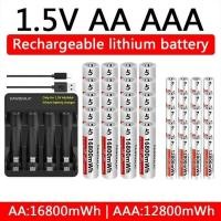 ราคา แบตเตอรี่ลิเธียม 1.5V ชาร์จใหม่ได้ AAA AA อายุการใช้งานยาวนานสำหรับเมาส์ ไฟฉาย พัดลม เกม ของเล่นไฟฟ้า (43161853958)