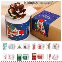 ราคา BIANPA 200PCS Merry Christmas สติกเกอร์,Multicolor สี่เหลี่ยมผืนผ้าปิดผนึกสติกเกอร์, Party Supplies ห่อของขวัญ Decals เครื่องประดับแท็กคริสต์มาส (43174267141)