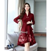 ราคา เสื้อผ้าแฟชั่นสไตล์เกาหลี ชุดเดรส Dress ชุดเดรสสวยเพรียวสุดชิค Size M L สีแดงพร้อมส่งสวยเหมือนแบบ (1490932758)