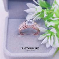 ราคา C6430 แหวนพลอยเพทายขาวแท้ ( Natural White Zircon ) ตัวเรือนเงินแท้925 ชุบพิงค์โกลด์ ไซส์54 แก้ไซส์ฟรี (21082899724)