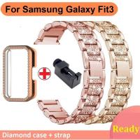 ราคา Diamond เคส + สาย samsung galaxy fit 3 สาย Samrt นาฬิกาเพชร samsung fit 3 สายกันชนป ้ องกัน samsung fit 3 กรณี สาย samsung galaxy fit3 สายรัด Protector (25777107952)