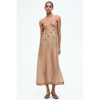 ราคา H&M(เอชแอนด์เอ็ม) ชุดเดรสสายรัดประดับลูกปัดโปร่งแสง ผู้หญิง 1284633_1 (25293108015)