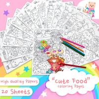 ราคา ภาพระบายสีสำหรับผู้ใหญ่และเด็ก ภาพระบายสีอาหาร ระบายสีฝึกสมาธิ ชุด "อาหารสุดน่ารัก" / 20 แผ่น / เลือกกระดาษได้ (22060701969)