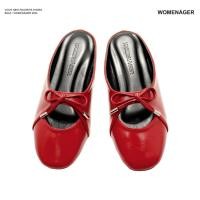 ราคา womenager - Bale Red leather รองเท้าแตะคัทชูเปิดส้น สวมใส่ง่าย (26108408747)