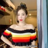 ราคา ไหมพรมเรนโบว์ฟรุ้งฟริ้งมากแม่!!!! เปิดไหล่เรนโบว์ไล่โทนสีเบาๆ แขนตุ๊กตาคิ้วๆมากกก (20286762155)