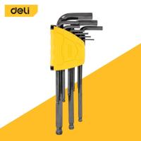 ราคา Deli ชุดประแจหกเหลี่ยม หกเหลี่ยม กุญแจหกเหลี่ยม ประแจหกเหลี่ยม หกเหลี่ยมเหล็กแข็งเกรด CR-V หัวบอล หกเหลี่ยม 9ตัว/ชุด (13027508999)