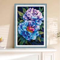 ราคา ดอกโบตั๋นสีม่วง11กะรัตไม่มีเย็บปักถักร้อยเต็มรูปแบบที่เรียบง่ายทันสมัยปักครอสติงานศิลปะตกแต่งผนัง6083ซม (28377011766)