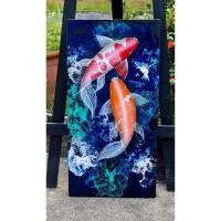 ราคา ภาพวาดปลาคราฟคู่มงคลขนาด30×60cm. (42100192644)