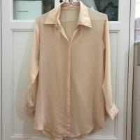 ราคา เสื้อเชิ๊ตสีโอรส ผ้าชีฟอง (668959606)