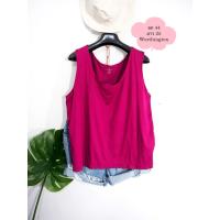 ราคา เสื้อมือสอง เสื้อสาวอวบ คอกลม แขนกุด ผ้าโพลี+สแปนเด็กซ์ อก 44 ยาว 25 นิ้ว แบรนด์ Worthington (4389870324)