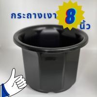 ราคา กระถาง8นิ้วสีดำเนื้อเงา ทรงแปดเหลี่ยมปากบาน กระถางปลูกบอน (12047621201)