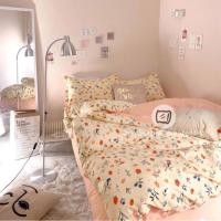 ราคา ชุดเครื่องนอนผ้าฝ้ายโพลี้ ชุดดอกไม้น้อยสีส้มเหลือง (26090066750)