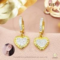 ราคา ต่างหูหัวใจเพชรขอบทอง หุ้มทองแท้ ต่างหูเพชรสวิส CZ ต่างหูห้อย ชุบทองไมครอน (13701185992)
