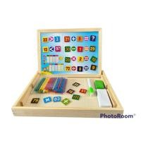 ราคา **ของเล่นเด็ก** กระดานแม่เหล็ก ไวท์บอร์ด กระดานดำ 3 in 1 สำหรับฝึกบวก ลบเลข (25232240832)