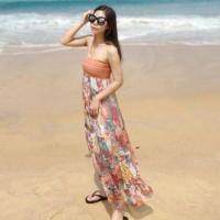 ราคา maxi dress เกาะอก สีส้ม (6955019223)
