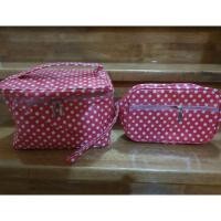 ราคา Set กระเป๋าเก็บของ สีชมพูลายจุด ของใหม่ (2784104408)