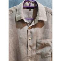 ราคา uniqlo เชิ้ตพรีเมียมลินิน ป้ายชาย size s สีเทาดำ (24362542090)