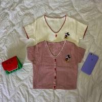 ราคา เสื้อครอปไหมพรมปักมิกกี้เมาส์❤ (7243423373)