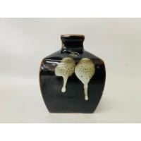 ราคา แจกัน จิ๊ว ญี่ปุ่น วินเทจ ขวด ทรงสี่เหลี่ยม เซรามิกเคลือบ ดำ น้ำตาล vintage japanese pottery vase (25876050871)