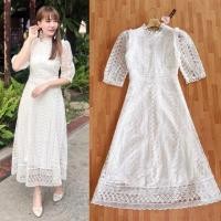 ราคา ♥️♥️พร้อมส่ง♥️♥️ Maxi dress เดรสขาวยาว ลายฉลุ งานป้ายห้อย LoveLove (3431510381)