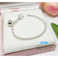 ราคา สร้อยข้อมือเงินแท้ 92.5% สำหรับเด็ก ลายห่วงคู่ พร้อมกระดิ่ง 1 ลูก หนัก 1 สลึงตัน (รับประกันเงินแท้) HB0124 (11069394486)