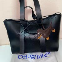 ราคา กระเป๋า มือสอง ของแท้ Off-White Black leather Day Off tote bag with Arrow logo embroidery สภาพดี (44311602091)