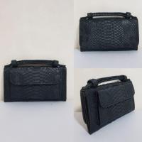 ราคา กระเป๋ามือสอง - Chain Shoulder Wallet ปั๊มลายหนังงูสีดำ (6520167537)