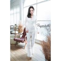 ราคา จั้มสูทลูกไม้ขายาว สีขาว งานป้ายPaperdoll M (1110103832)