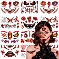 ราคา 8 ชิ้นสยองขวัญ Bloody Scar Wound Face Tattoo สติกเกอร์ - ฮาโลวีน Party Body Art Decal - กันน้ําชั่วคราว Face สติกเกอร์ (27105591361)