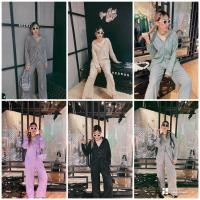 ราคา ชุดเซตเสื้อเชิ้ตแขนยาวกางเกงขายาว ผ้ากลิตเตอร์กากเพชร (27403170578)