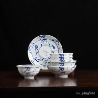 ราคา Jingdezhen มือวาดชามเซรามิกสีฟ้าและสีขาวลายมีดชามดอกคามิเลียเก่า Jingdezhen บ้านอาหารจีนจานเซรามิกอุณหภูมิสูง MRTK (28502967231)