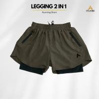 ราคา กางเกงเลกกิ้งขาสั้น AYRIE 2-in-1 - กางเกงวิ่งขาสั้นมะกอก (58000280716)