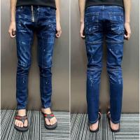 ราคา กางเกงยีนส์ขาดผู้ชายสีเทาควันบุหรี่พร้อมหัวเข็มขัดสี่กระดุม (40070440864)