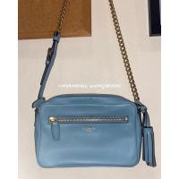 ราคา กระเป๋าสะพายข้างแบรนด์เนมของแท้ COACH Legacy Leather Flight Bag Crossbody Purse 25362 Robins Egg (สีฟ้าพาสเทล) (17016479475)