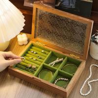 ราคา เชอร์รี่กล่องเครื่องประดับไม้ Retro ผู้หญิงต่างหูกล่องเก็บต่างหูไม้ high-end กล่องเครื่องประดับก (24933035559)
