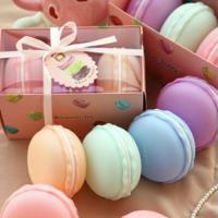 ราคา กล่องใส่ของลายขนมหวานมาการอง มาพร้อมกล่องแพคสามชิ้น (1511386850)