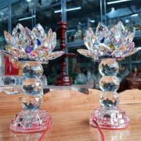 ราคา [ราคา 1 คู่] โคมไฟบูชาดอกบัวคริสตัล นํา เปลี่ยนสี (44413517579)